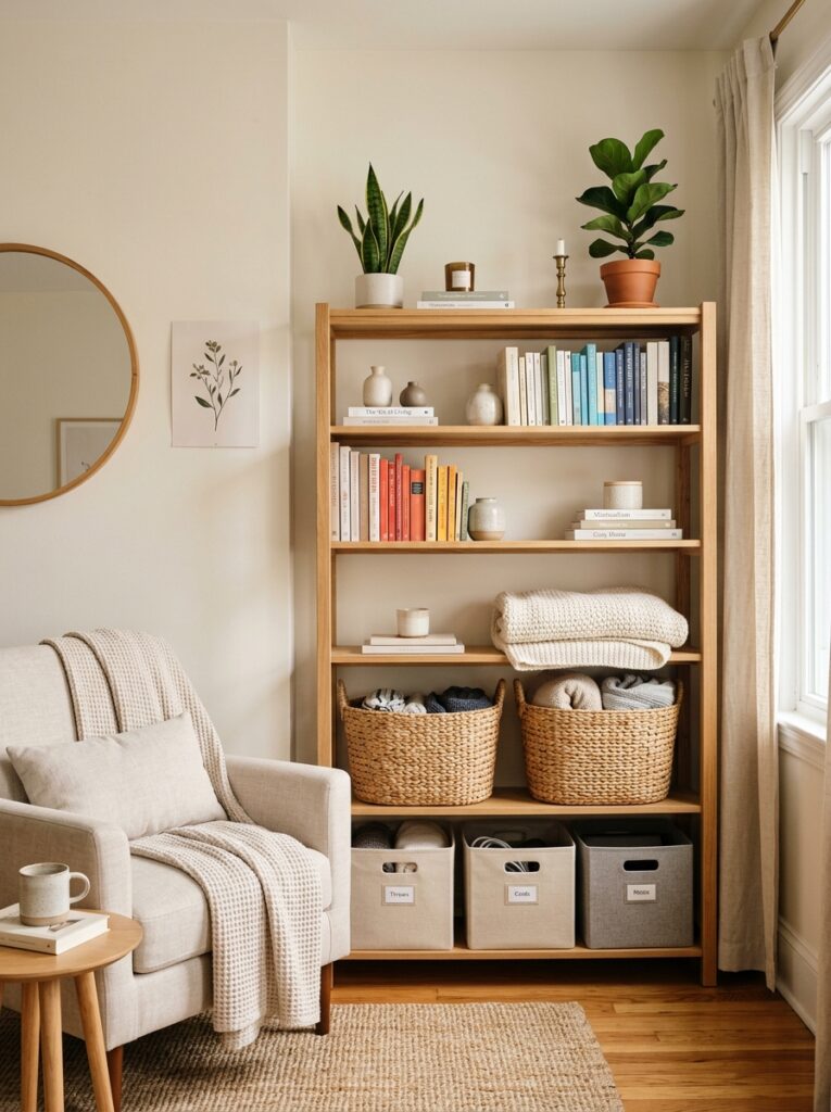 stylish storage baskets and bins for renter friendly home organization