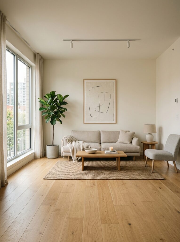 Minimal living room showing open space and uncluttered design for balance