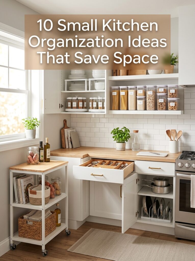 Small kitchen organization ideas with smart storage solutions and clutter-free layout