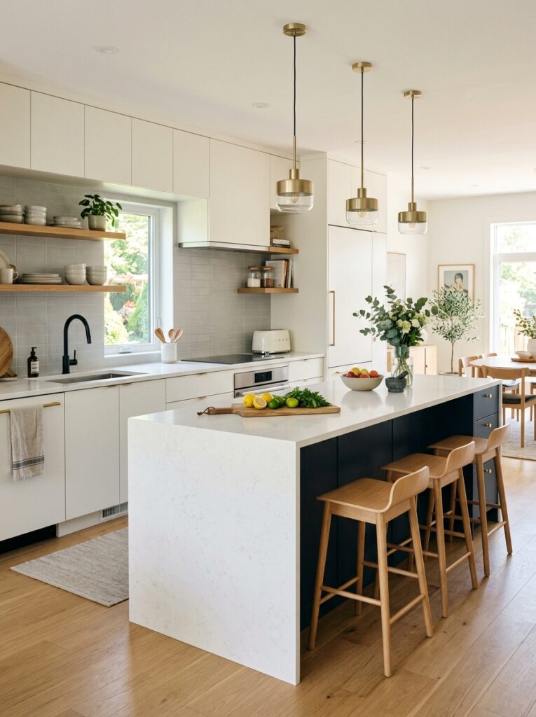 Kitchen with contrasting island color creating a modern focal point in the space