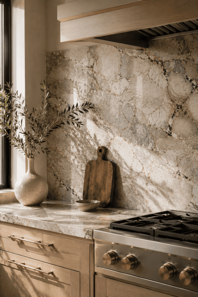 Kitchen backsplash design with statement tile, clean counters, and clutter-free kitchen decor inspiration